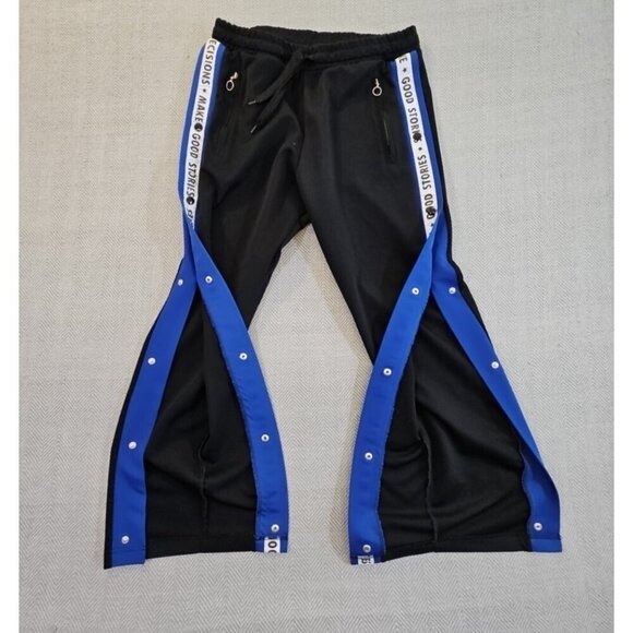 Zara Man Joggers Leg Opening Side Stripe Men's Large Black Drawstring Two Pocket - Picture 3 of 13